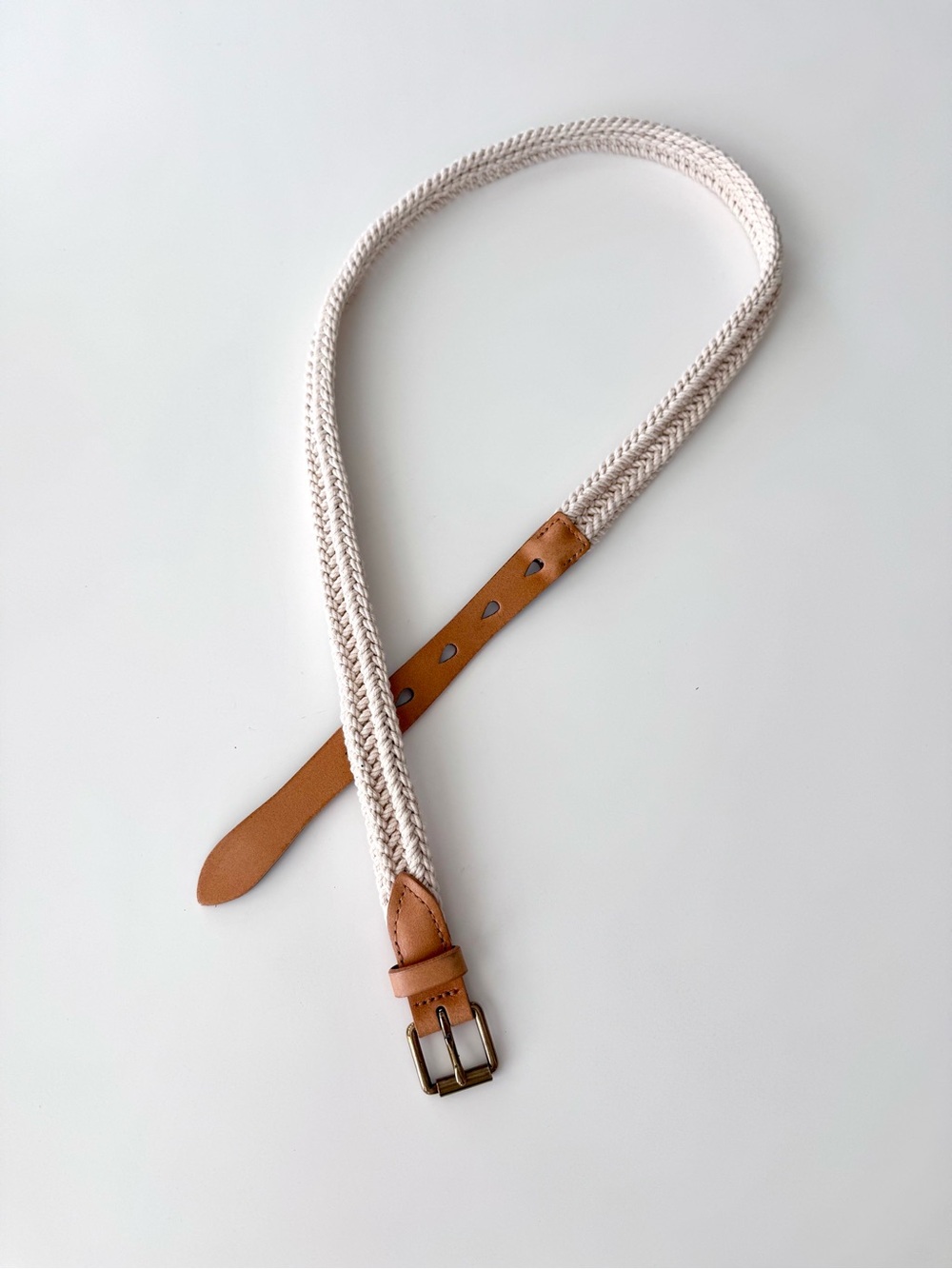 J. Crew Braided Beige and Tan Leather Accent Women’s Belt size S/M